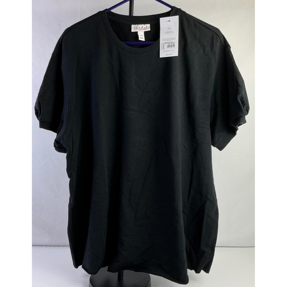 Isabel Maternity Black Crew Neck‎ Short Sleeve T Shirt Top XXL MSRP $34.00